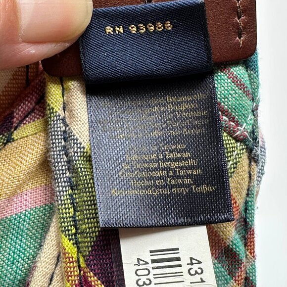 Brooks Brothers "346" Men's Plaid Cotton Belt Leather and D Ring Buckle Large - Picture 9 of 10